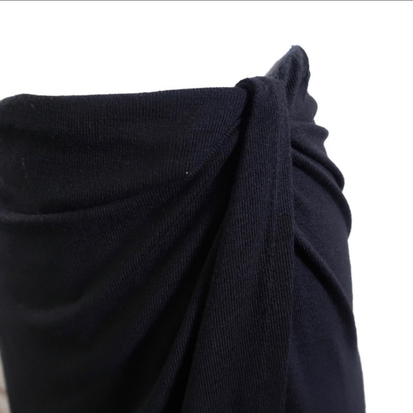 Bar III Draped Faux Wrap Deep Black Pencil Skirt - Picture 10 of 13